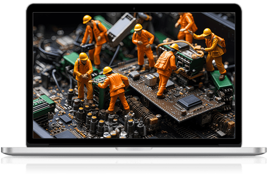 miners working on a computer mother board